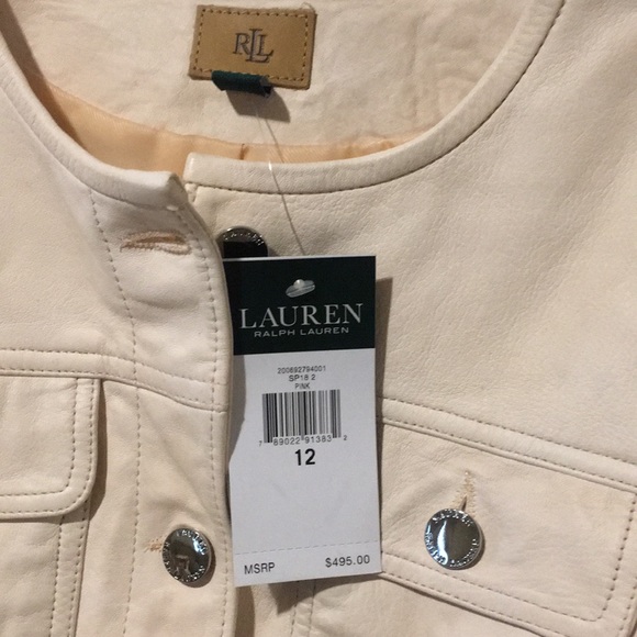 🌸NWT Ralph Lauren Pink 100% Lamb Leather Jacket - Picture 3 of 16